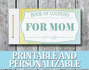 Printable Mom Coupon Book, Valentine Gift for Mom, Last Minute Birthday, Mothers Day Gift Certificate from Kid, Thoughtful Self-Care Voucher