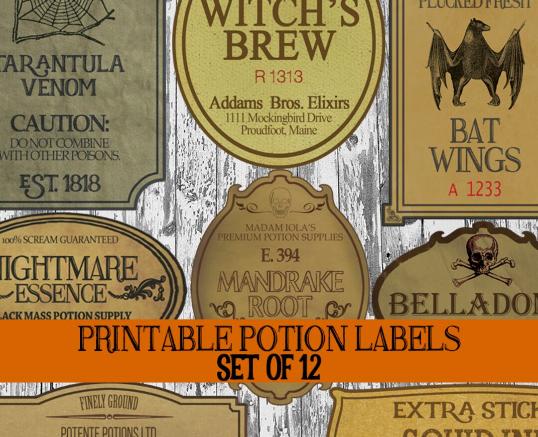 DIY Halloween Bottle Label Printables Apothecary Labels - Etsy
