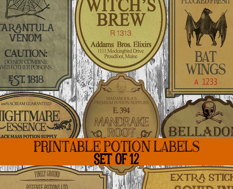 DIY Halloween Bottle Label Printables, Apothecary Labels, Halloween ...