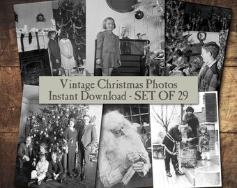 Printable Antique Christmas Pictures, Vintage Holiday Junk Journal Clip Art, Festive Scrapbook Ephemera, Santa Portraits Digital Collage Kit