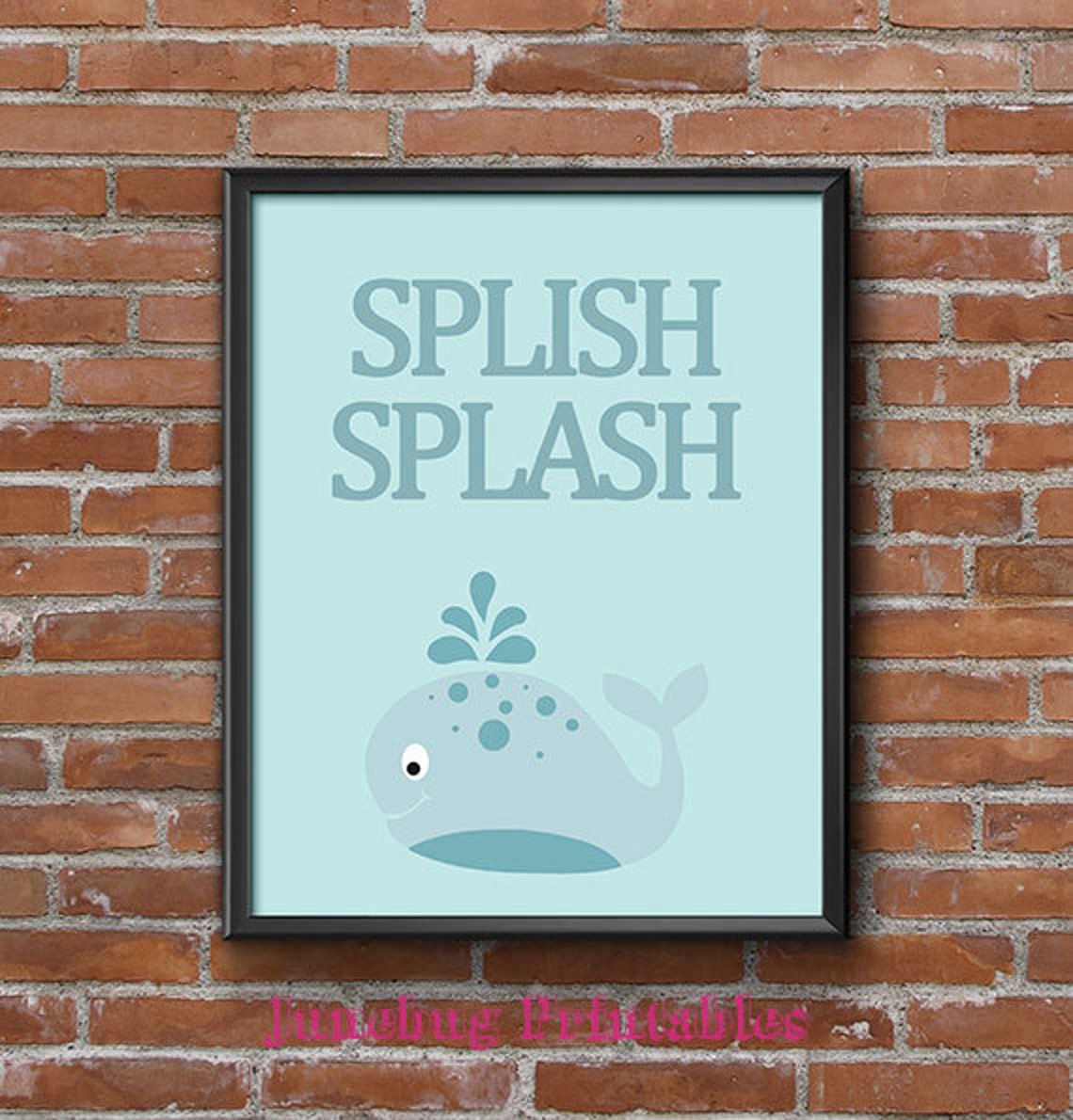 Blue Whale Wall Art Print Kids Bathroom Printable Kids Bath Etsy