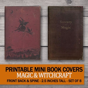 8 Mini Halloween Book Covers Printable Occult Witchcraft - Etsy