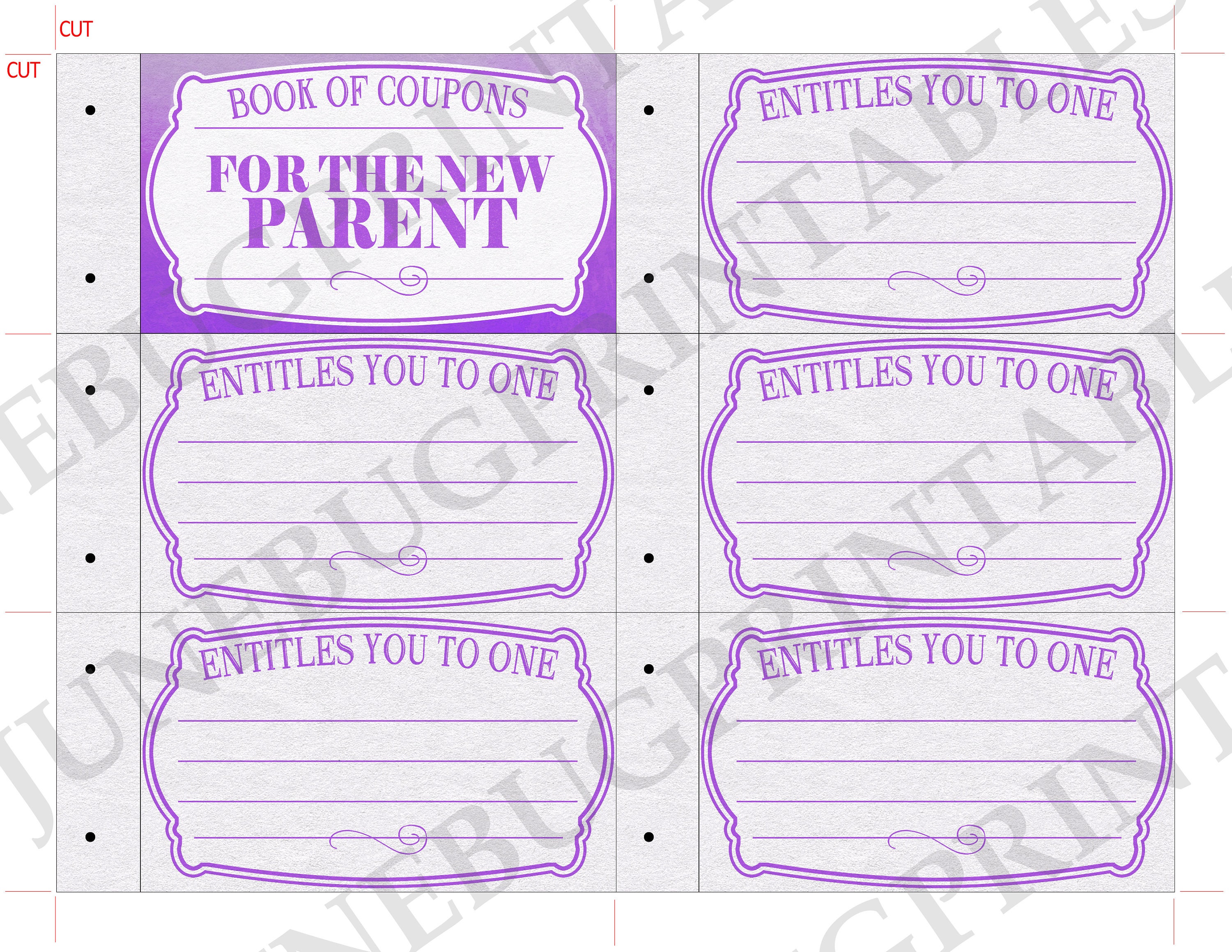First Time Parent Printable Coupon Book DIY New Baby Baptism Etsy UK