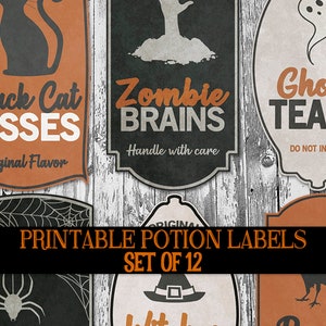 Halloween Potion Label Printables, Retro Halloween Labels, Apothecary Potion Bottle, Vintage Potion Bottle Label, Witch Ephemera Decorations
