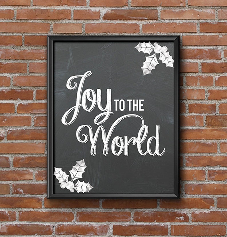 Chalkboard Christmas Print Wall Art Joy to the World Print Holiday Decoration Digital Art Christmas Decoration Printable Holiday Poster