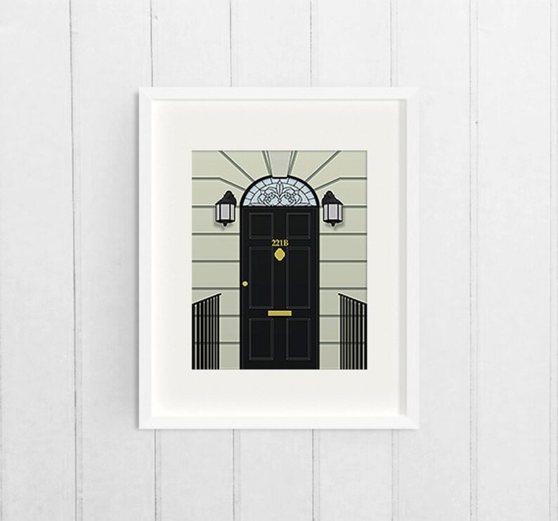 Sherlock Holmes print artwork, afdrukbare muurkunst, 221B Baker Street Door, Geeky print poster, fandom home decor, instant digitale download afbeelding 3