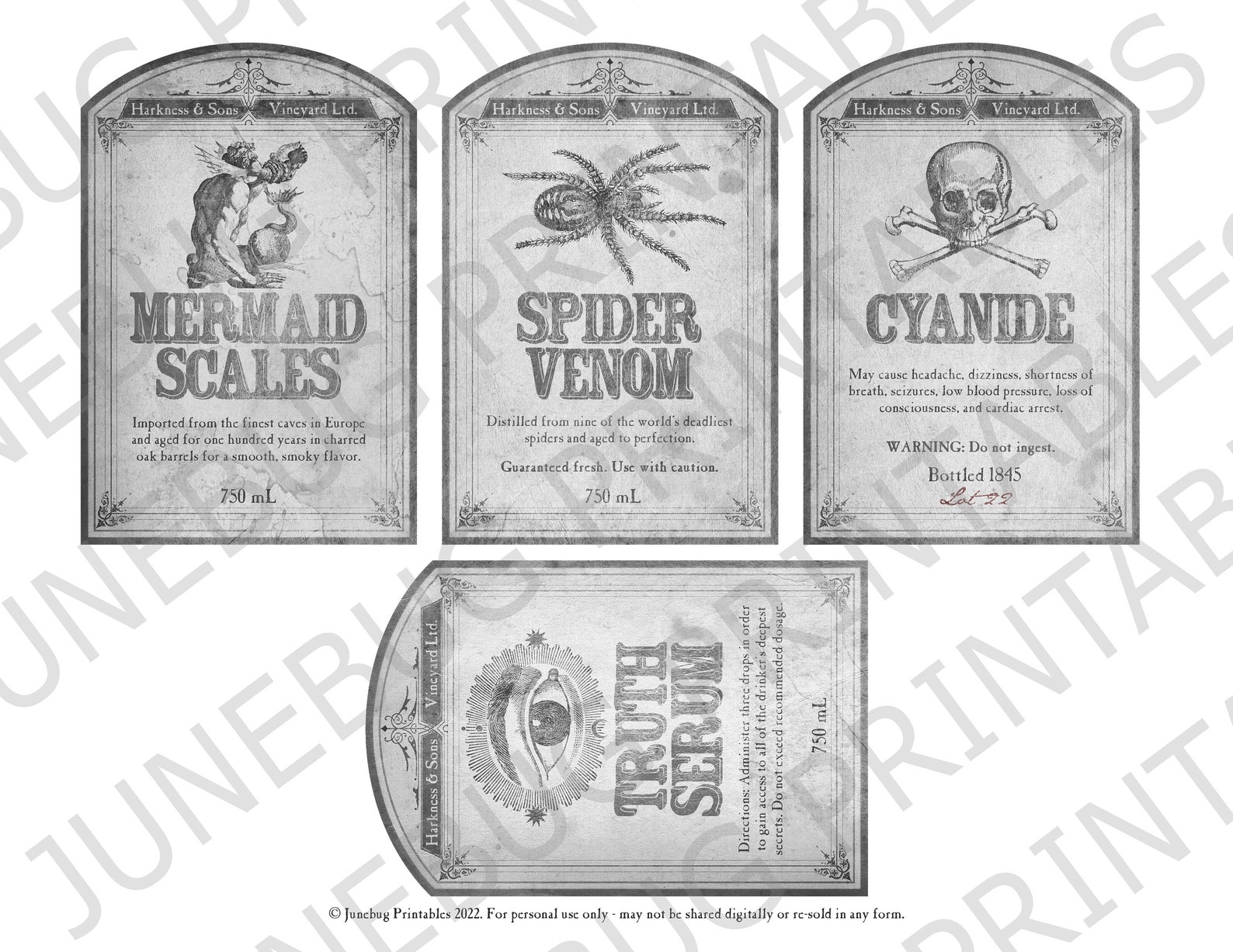 Printable Halloween Soda Bottle Labels Apothecary Wine - Etsy