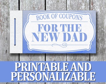 First Time Dad Printable Coupon Book, Printable Christmas Gift, New Baby Shower Gift, Baptism Present for Man, Last Minute Godparent Gift