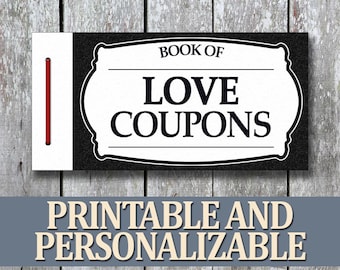 Printable Love Coupon Book, Christmas Gift for Him, Homemade Partner Holiday Gift for Boyfriend, Last Minute Birthday Gift for Husband