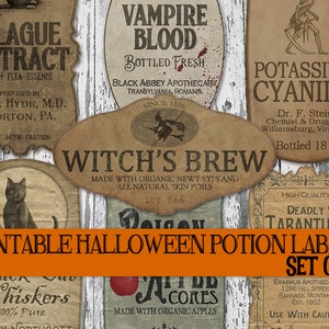 Halloween Bottle Label Printables Apothecary Labels - Etsy
