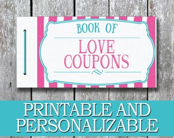 Printable Love Coupon Book, DIY Christmas Gift for Her, Partner Gift for Her, Anniversary Gift Girlfriend, Last Minute Wife Stocking Present
