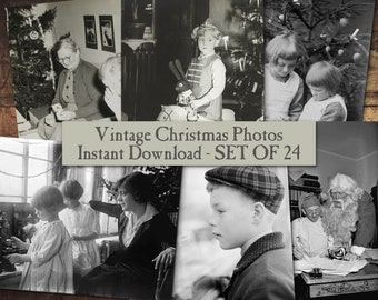 Printable Vintage Christmas Photos, Old Holiday Digital Collage Pictures, Antique Winter Scrapbook Ephemera, Santa Junk Journal Kit Clip Art