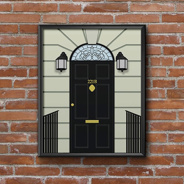 Sherlock Holmes Print Artwork, Printable Wall Art, 221B Baker Street Door, Geeky Print Poster, Fandom Home Decor, Instant Digital Download