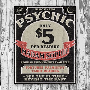 Printable Halloween Psychic Decoration, Fortune Teller Decor, Tarot Halloween Party Sign, Instant Download Psychic Reading Halloween Prop