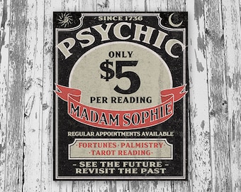 Printable Halloween Psychic Decoration, Fortune Teller Decor, Tarot Halloween Party Sign, Instant Download Psychic Reading Halloween Prop