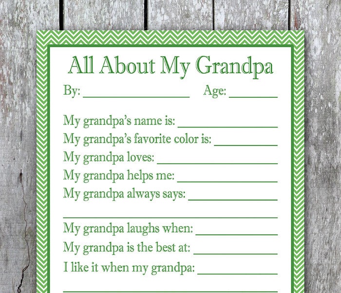 Download All About My Grandpa Printable Father S Day Gift For Etsy