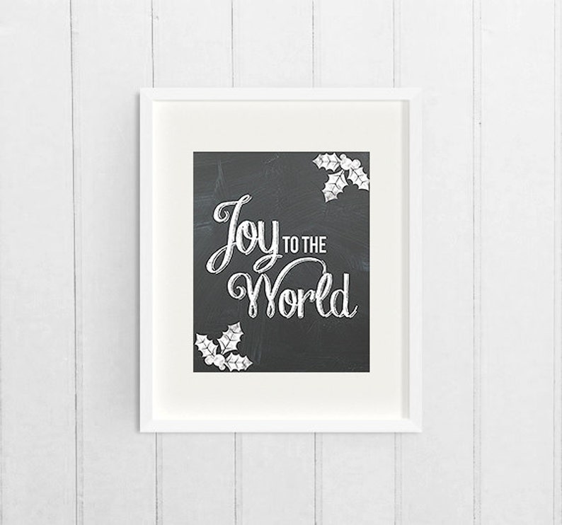 Chalkboard Christmas Print Wall Art Joy to the World Print Holiday Decoration Digital Art Christmas Decoration Printable Holiday Poster