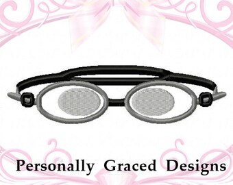Instant Download Swimming Goggles Applique Machine Embroidery Design 4x4, 5x7, 6x10 4 SIZES, Swim Applique, Swim Embroidery, Swimmer