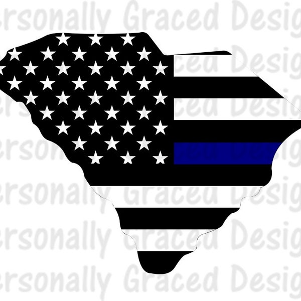 SVG, DXF, EPS Cut file South Carolina State Flag Thin Blue Line svg, Police svg, silhouette cut file, cameo file, Blue Line cut file