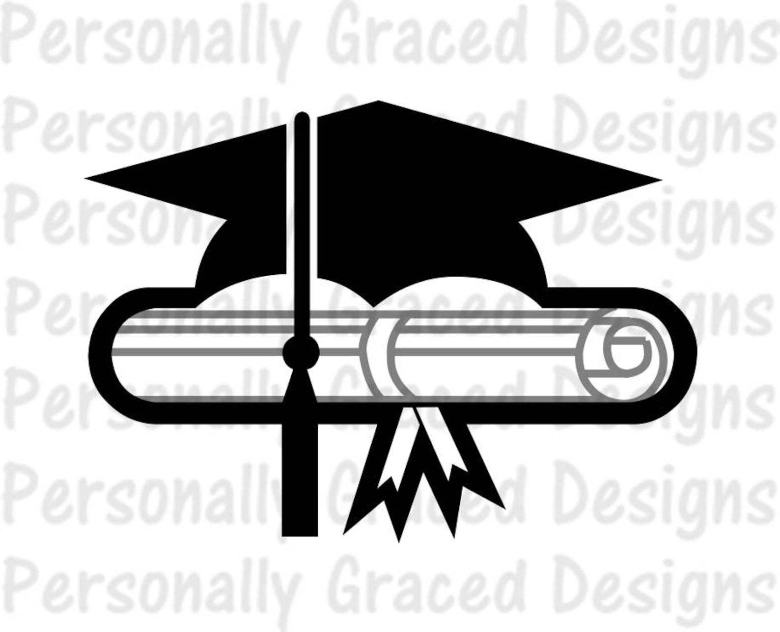 Download SVG DXF EPS Cut file Graduation Cap and Scroll silhouette ...