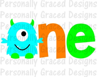 SVG, DXF, EPS Cut file First Birthday Monster one Svg, Birthday svg, silhouette cut file, cameo file, Birthday Monster Design, 1st Birthday