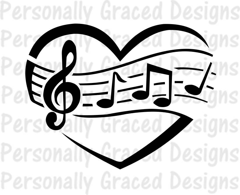 Download SVG DXF EPS Cut file Music Heart svg Music Notes Svg | Etsy