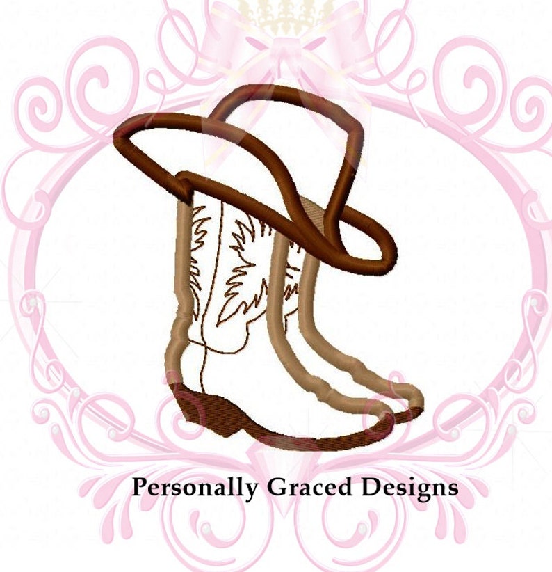 Instant Download Cowboy Boots With Cowboy Hat Applique Etsy