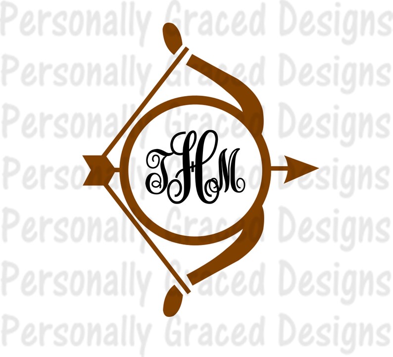 Download SVG DXF EPS Cut file Archery Bow and Arrow Monogram Initial | Etsy
