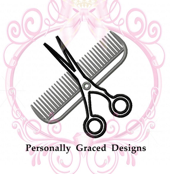 Hair Stylist Comb And Scissors Applique 3 Sizes 4x4 5x7 Etsy