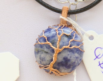 Pendentif Quartz Bleu Arbre de vie