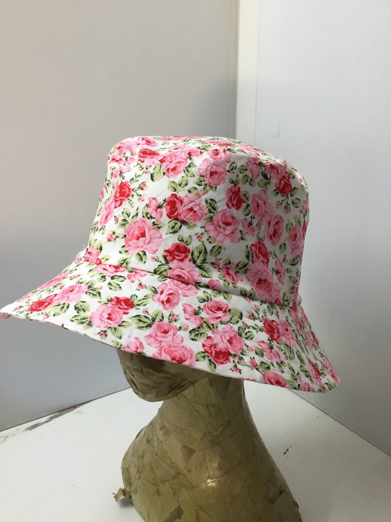 Pink Floral Bucket Hat Handmade - Etsy 