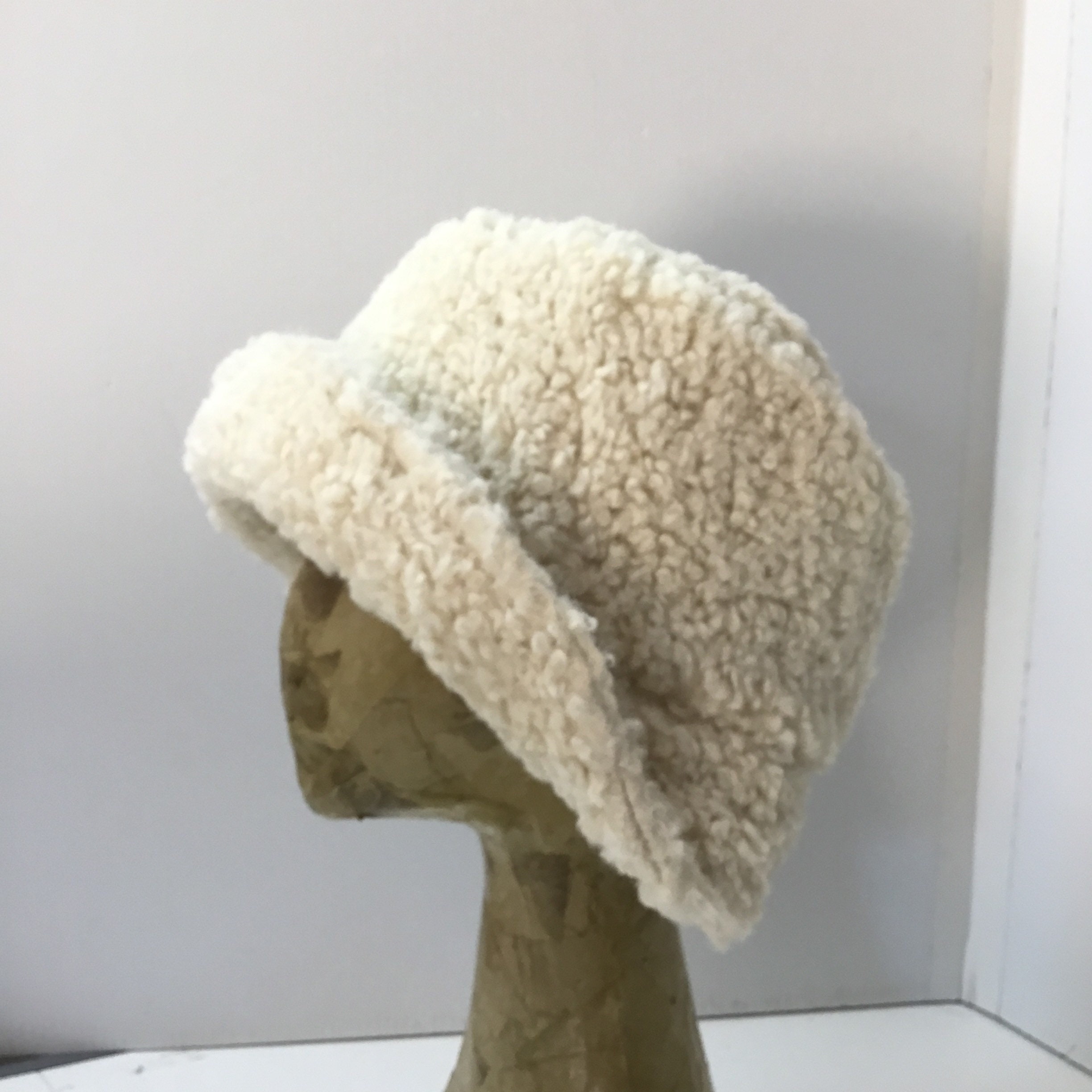 Women\'s 100% Sheepskin Fleece Cloche Hat brown-cloche-hat-shearling-  main image 3