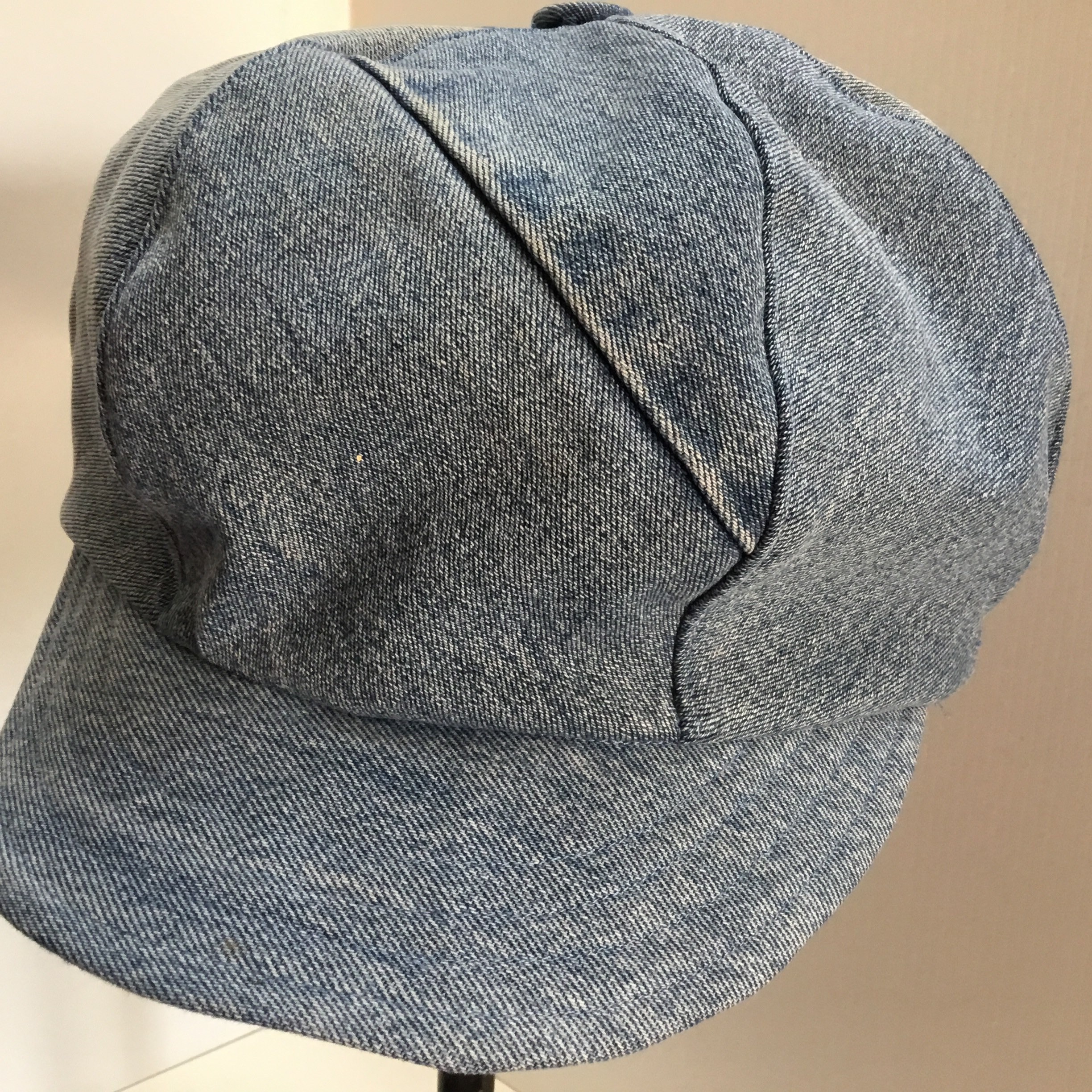 Unisex XL Newsboy Cap, Patched Slouchy Cap, Repurposed Blue Denim ...