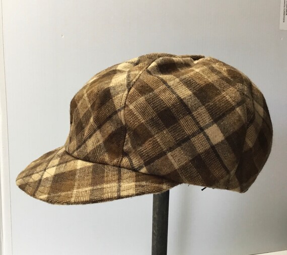 L-XL Size Newsboy Cap 77brown/tan Check 