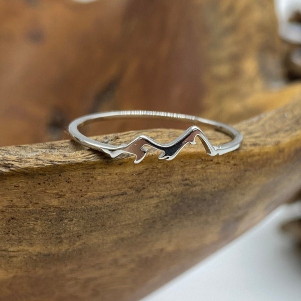 Mountain ring, dainty mountain ring, silver mountain, stainless steel ring, couples ring, best friend ring, delicate mountain ring