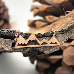 Rose Gold Mountain Necklace, Dainty Mountain Range Necklace, Mountain Jewelry Women, Alpine Necklace, Mountain Pendant, Hiking Necklace