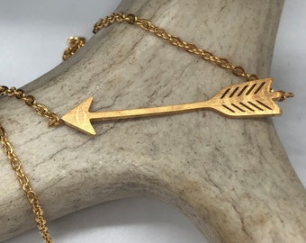 Dainty Arrow Necklace, Gold Arrow Necklace, Cute Arrow Pendant, Archery Necklace, Necklace for Archer, Cupid Necklace, Arrowhead