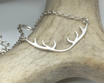 Cute Silver Antler Necklace, Dainty Necklace, Silver Antler Necklace, Silver Antler Jewelry, Mini Antler Necklace, Small Silver Antlers