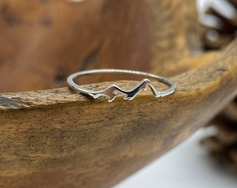 Mountain ring, dainty mountain ring, silver mountain, stainless steel ring, couples ring, best friend ring, delicate mountain ring