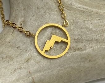 Dainty Mountain Necklace, Gold Mountain, Mountain Pendant Necklace, Mountain Lover