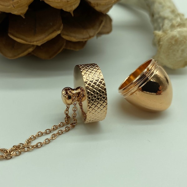 Treasure Acorn Necklace, locket, compartment necklace, secret storage necklace