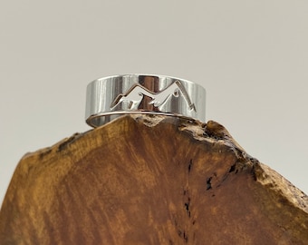 Mens Mountain Ring, stainless steel ring, unisex ring, band ring