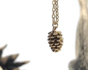 Gold Mini Pinecone Necklace, Dainty Pinecone Necklace, Cute Mini Pinecone in Gold, Tiny Pinecone Pendant, Small Gold Pinecone, Nature Lover