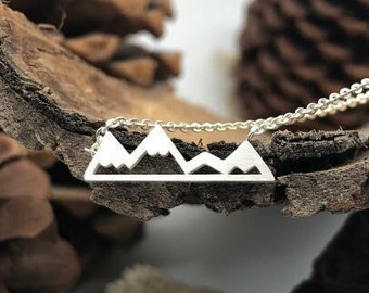 Silver Mountain Necklace, Mini Mountains, Alpine Necklace, Mountain Range Necklace, Hiking Necklace, Mountain Peak Necklace, Silver Necklace