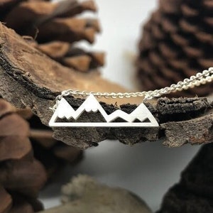 Silver Mountain Necklace, Mini Mountains, Alpine Necklace, Mountain Range Necklace, Hiking Necklace, Mountain Peak Necklace, Silver Necklace