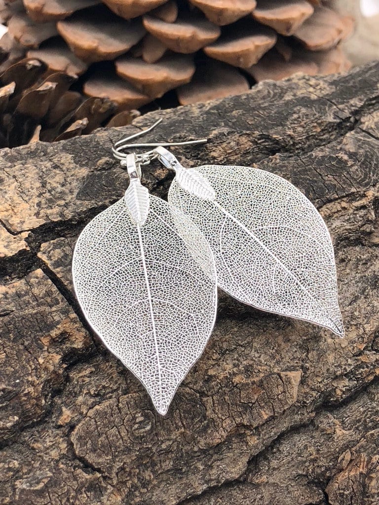 Orecchini a forma di foglia in argento sterling 925 con zirconi Orecchini a bottone per donna