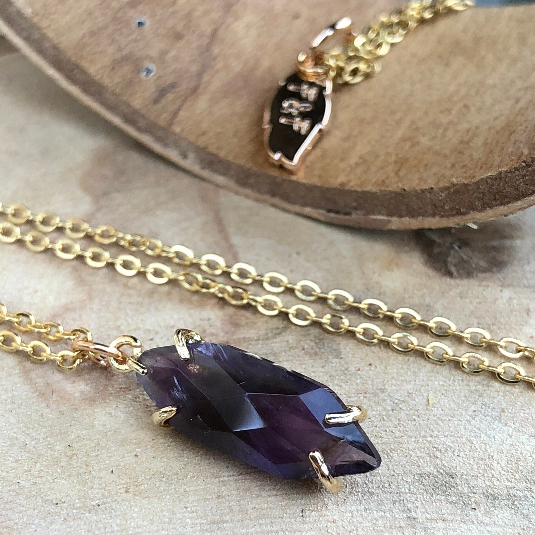 Real Amethyst Necklace Amethyst Crystal Necklace Gold Etsy Australia