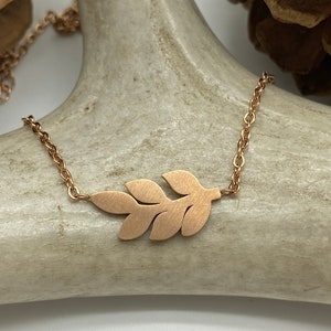Rose Gold Olive Branch Necklace, Rose Gold Leaf, Dainty Olive Leaf Necklace, Horizontal Leaf Pendant, Bridesmaids Gift, Bridesmaid Jewelry