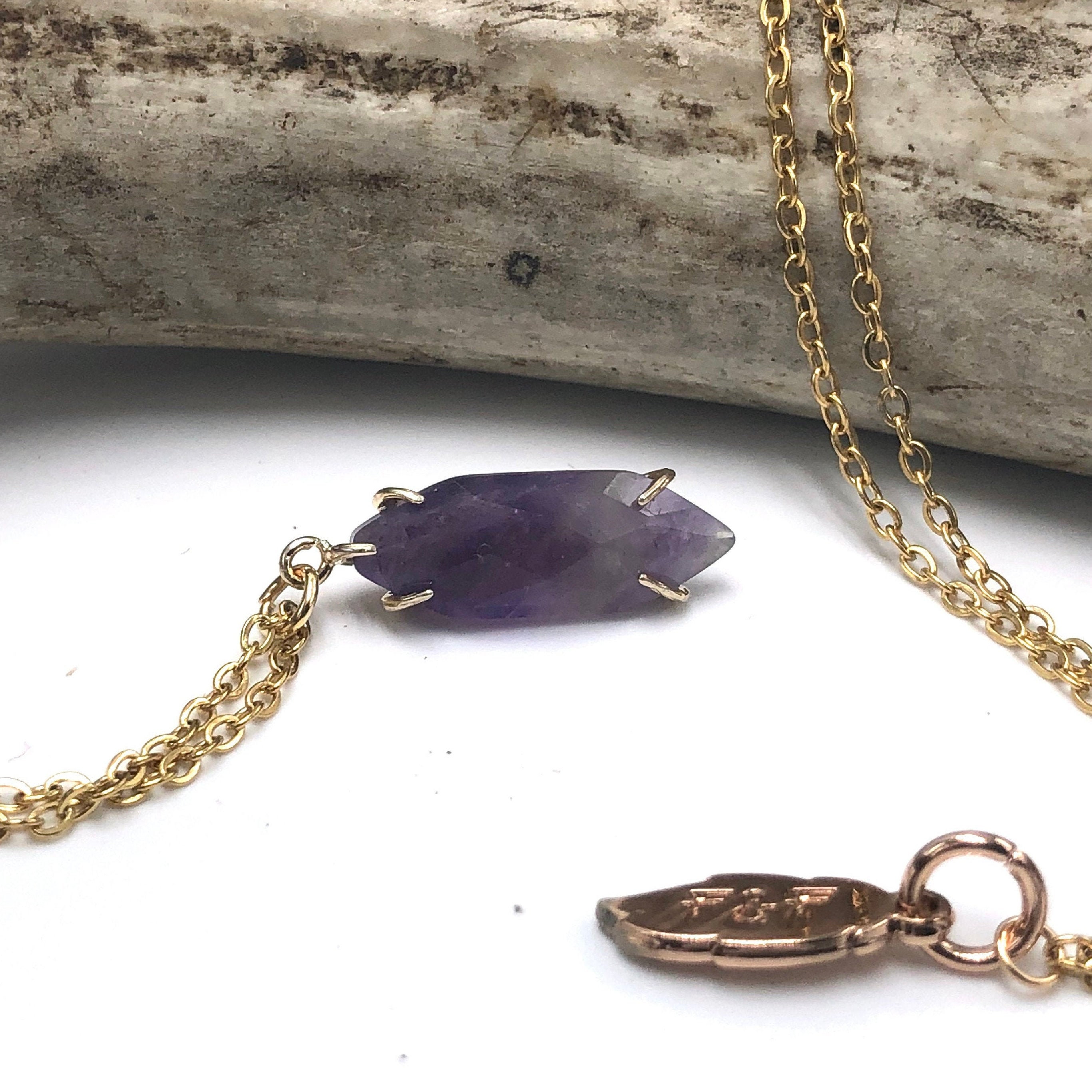 Real Amethyst Necklace Amethyst Crystal Necklace Gold Etsy Canada