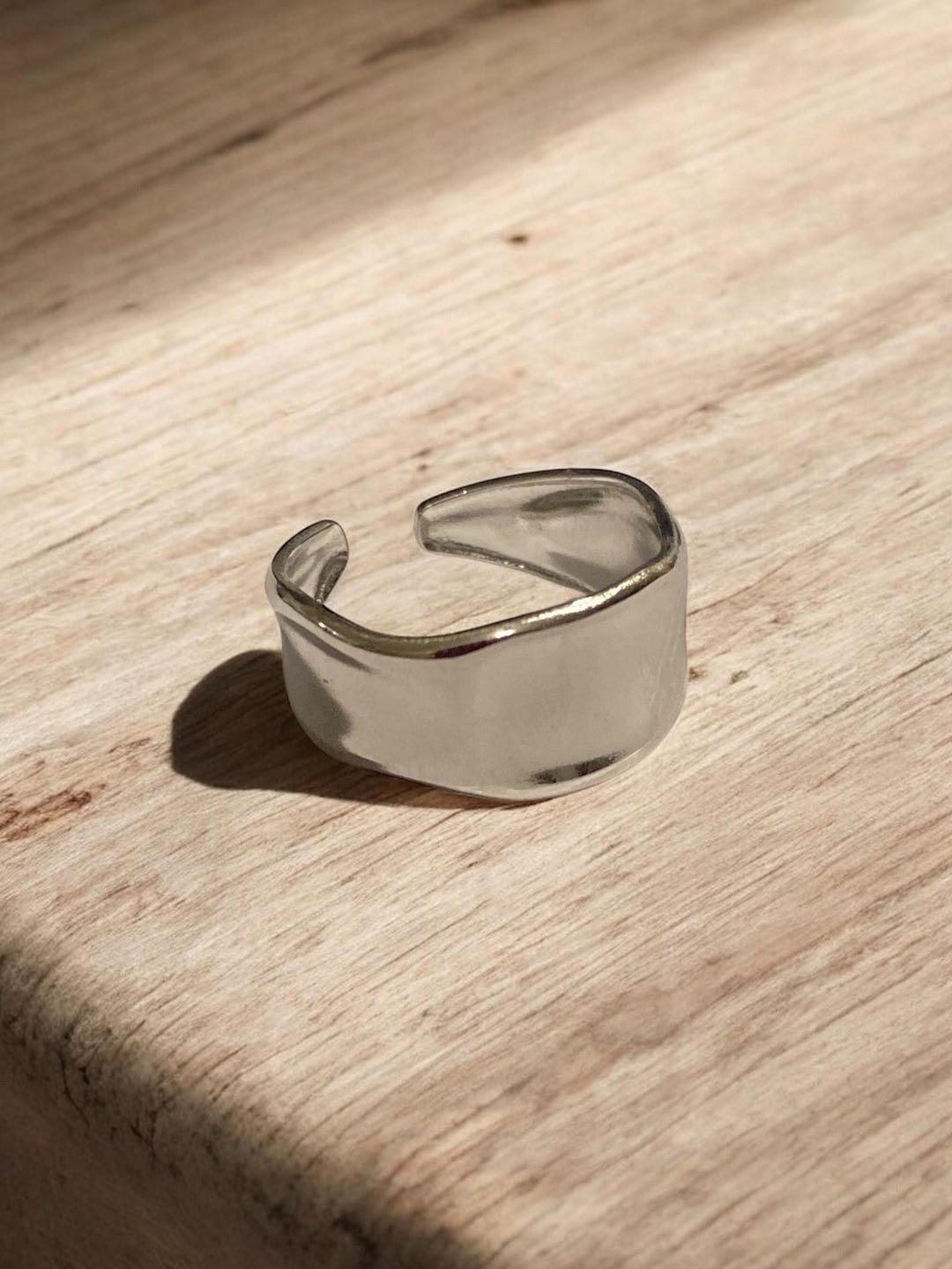 we took our beloved hand hammered band and made it... Hammered Ring, Water Surface, Glimmering, Smooth Band, Silver, Textured ...